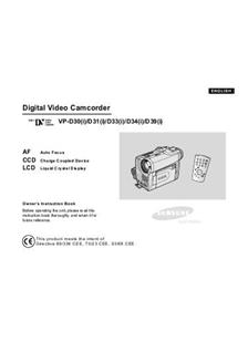 Samsung VP D 34 manual. Camera Instructions.